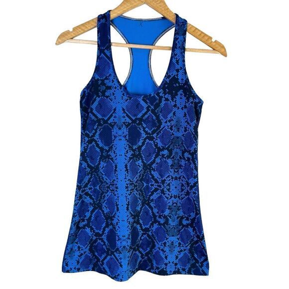 Lululemon Snakeskin Print Racerback Workout Tank Top Blue Black, XS - Picture 1 of 9